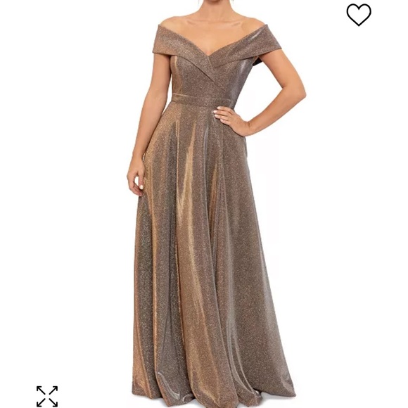 Xscape formal ballgown in glittery gold with pockets! So shiny! A showstopper 8P - Picture 2 of 12